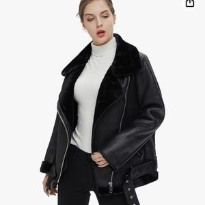 Zara Faux Fur Double Faced Biker Jacket